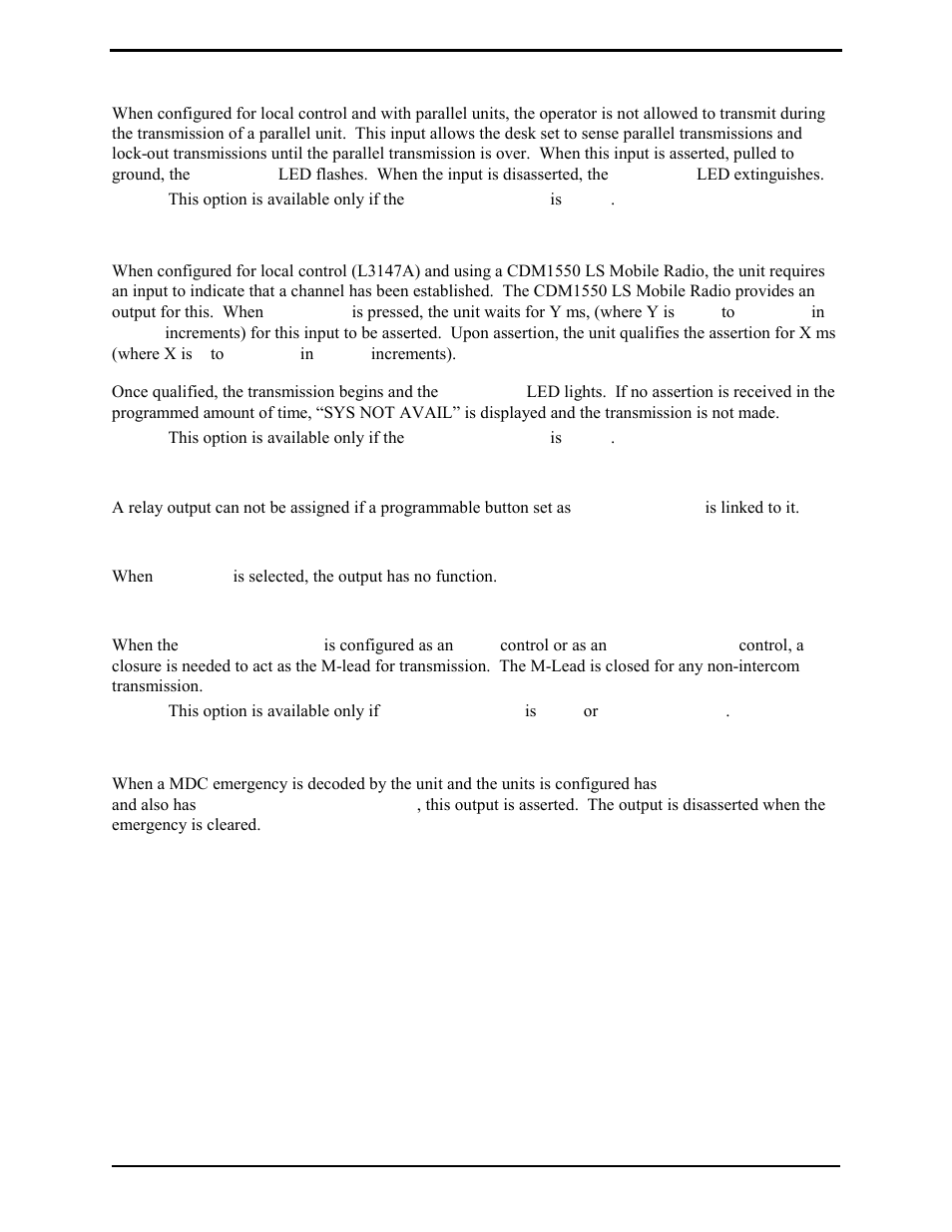 Ptt sense, Ltr cts, Relay outputs | E&m m-lead, Mdc emergency | GAI-Tronics L3149B C200 Advanced Deskset User Manual | Page 58 / 92