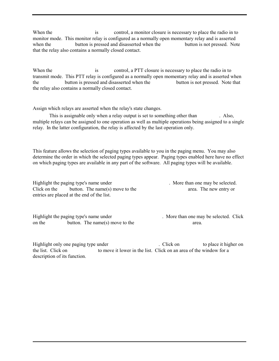 Monitor, Relays asserted, Configure paging | To enable a paging type, To disable a paging type, To change the order of selected paging types | GAI-Tronics L3149B C200 Advanced Deskset User Manual | Page 59 / 92