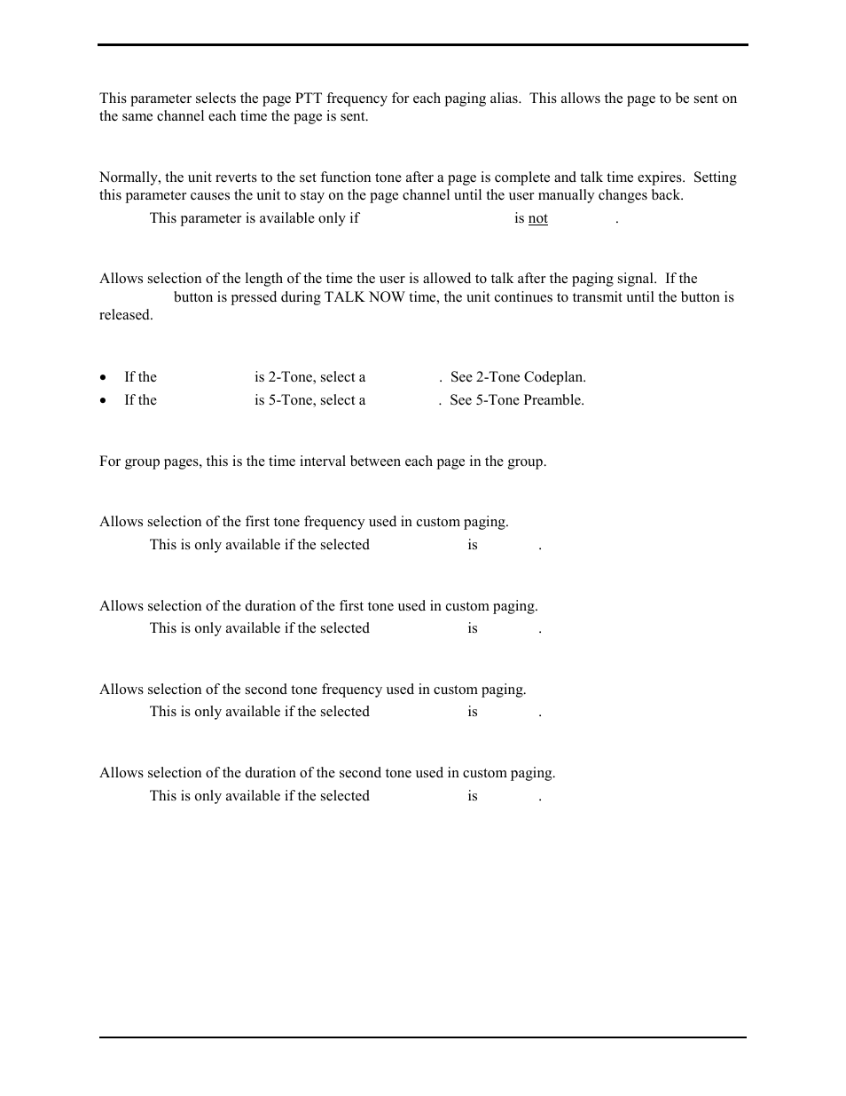 Auto ptt frequency, Talk time, Preamble/codeplan | Tone 1 frequency, Tone 1 duration, Tone 2 frequency, Tone 2 duration | GAI-Tronics L3149B C200 Advanced Deskset User Manual | Page 73 / 92