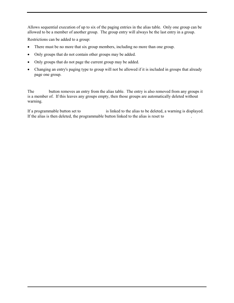Deleting alias table entries, Group paging | GAI-Tronics L3149B C200 Advanced Deskset User Manual | Page 74 / 92