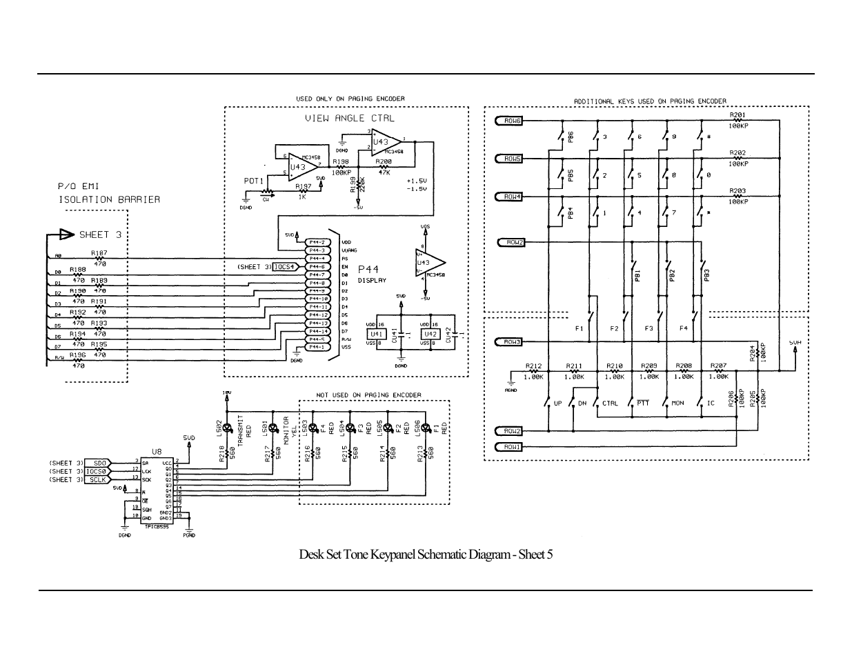 Desk set tone keypanel schematic diagram - sheet 5 | GAI-Tronics L3149B C200 Advanced Deskset User Manual | Page 82 / 92