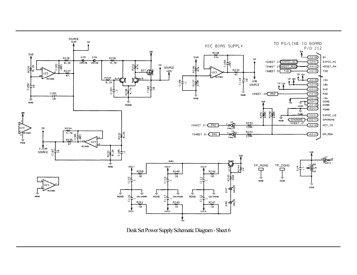 Desk set power supply schematic diagram - sheet 6 | GAI-Tronics L3149B C200 Advanced Deskset User Manual | Page 83 / 92