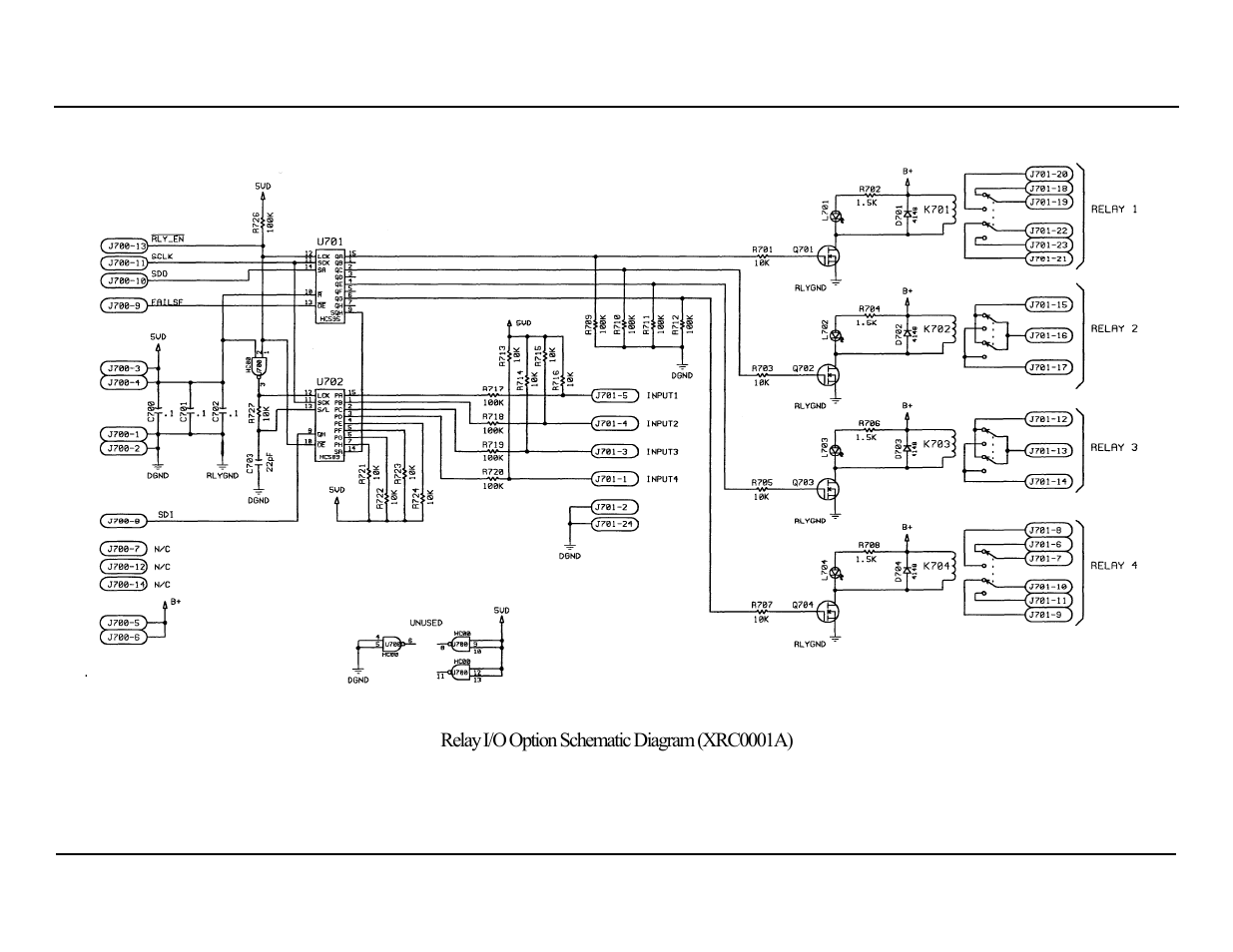 Relay i/o option schematic diagram (xrc0001a) | GAI-Tronics L3149B C200 Advanced Deskset User Manual | Page 85 / 92