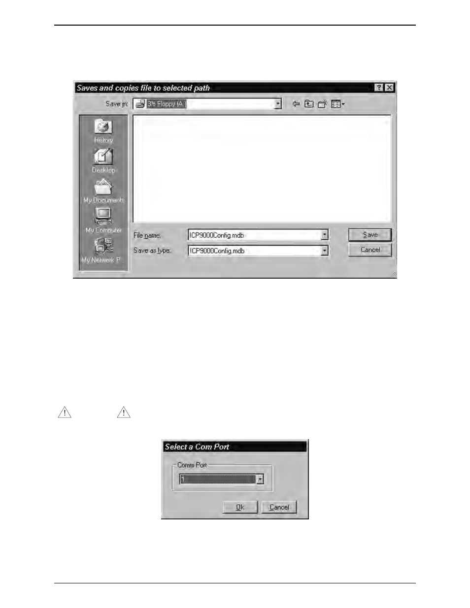 File save, File exit, Setup - select com port | GAI-Tronics ICP9000 Navigator Series Console Installation and Service Manual User Manual | Page 35 / 88