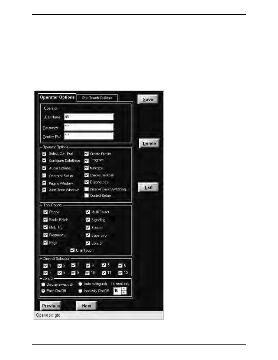 Setup - operator setup, Operator options | GAI-Tronics ICP9000 Navigator Series Console Operator's Manual User Manual | Page 19 / 70