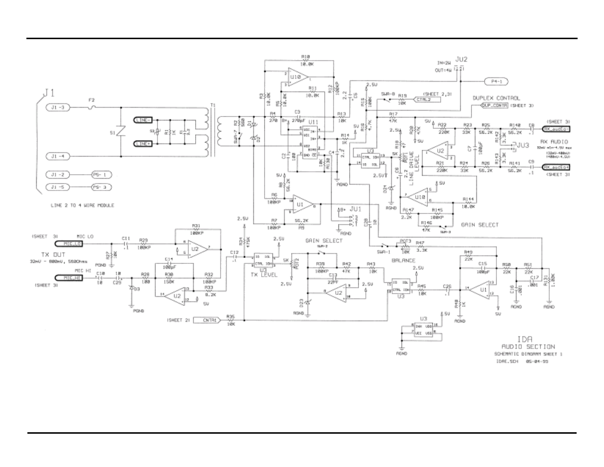 Schematic - sheet 1 | GAI-Tronics IDA1000A DC Remote Adapter Installation and Service Manual User Manual | Page 30 / 36