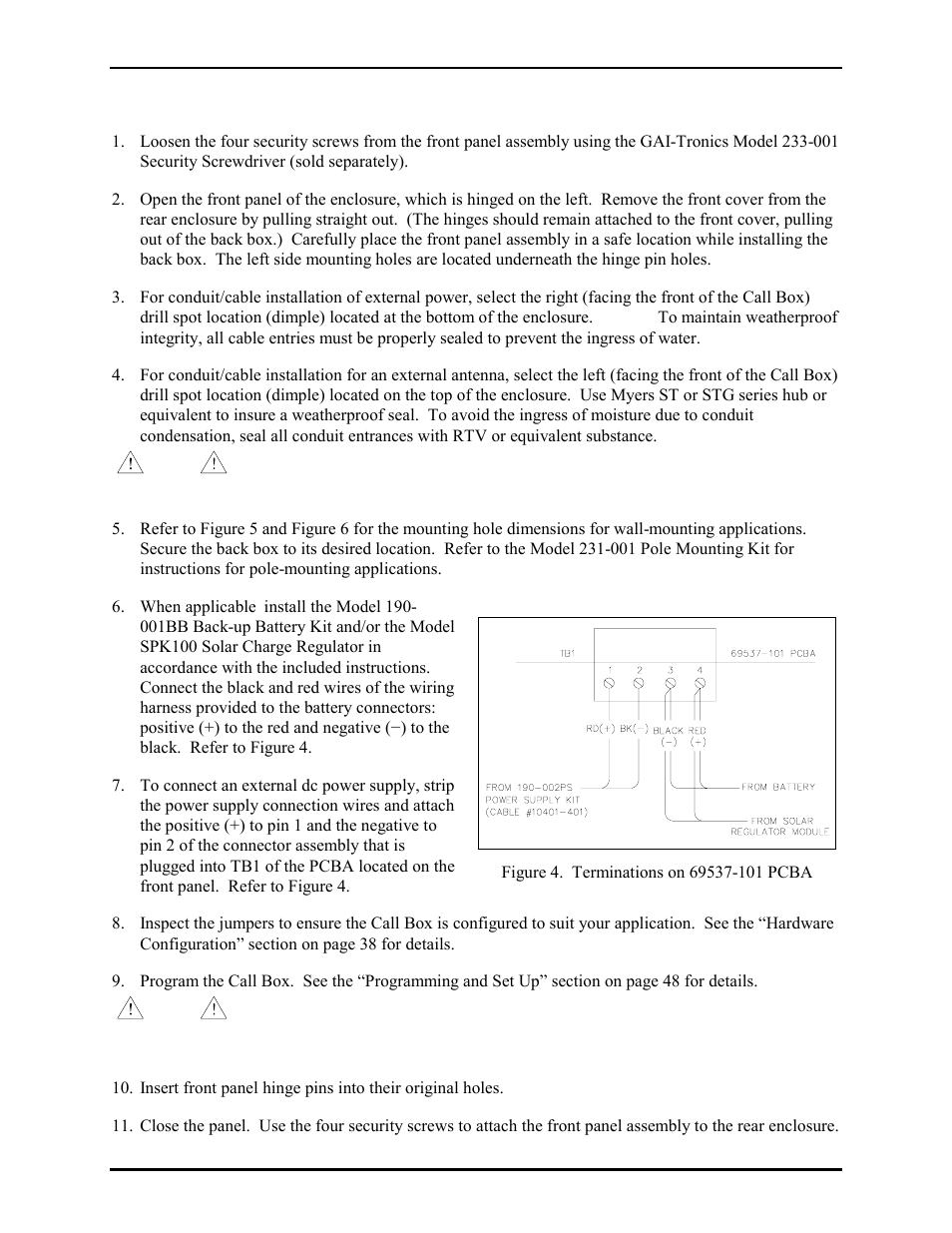 Cb193-xxx push-button rf call box, Model cb193-xxx push-button rf call box | GAI-Tronics CB193-001 Call Boxes User Manual | Page 32 / 53