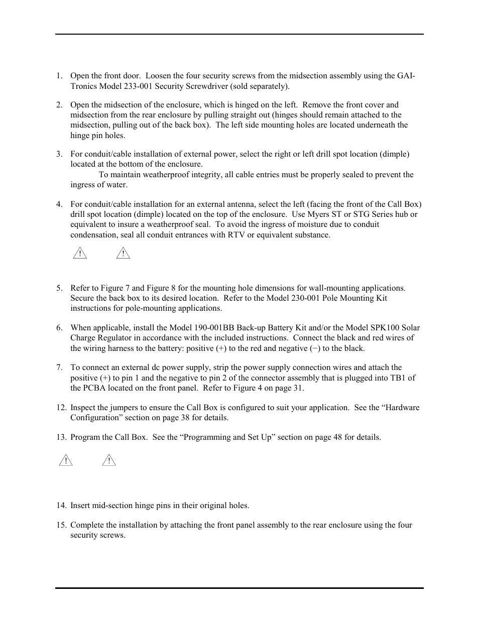 Cb194-xxx handset rf call box, Model cb194-xxx handset rf call box | GAI-Tronics CB193-001 Call Boxes User Manual | Page 34 / 53