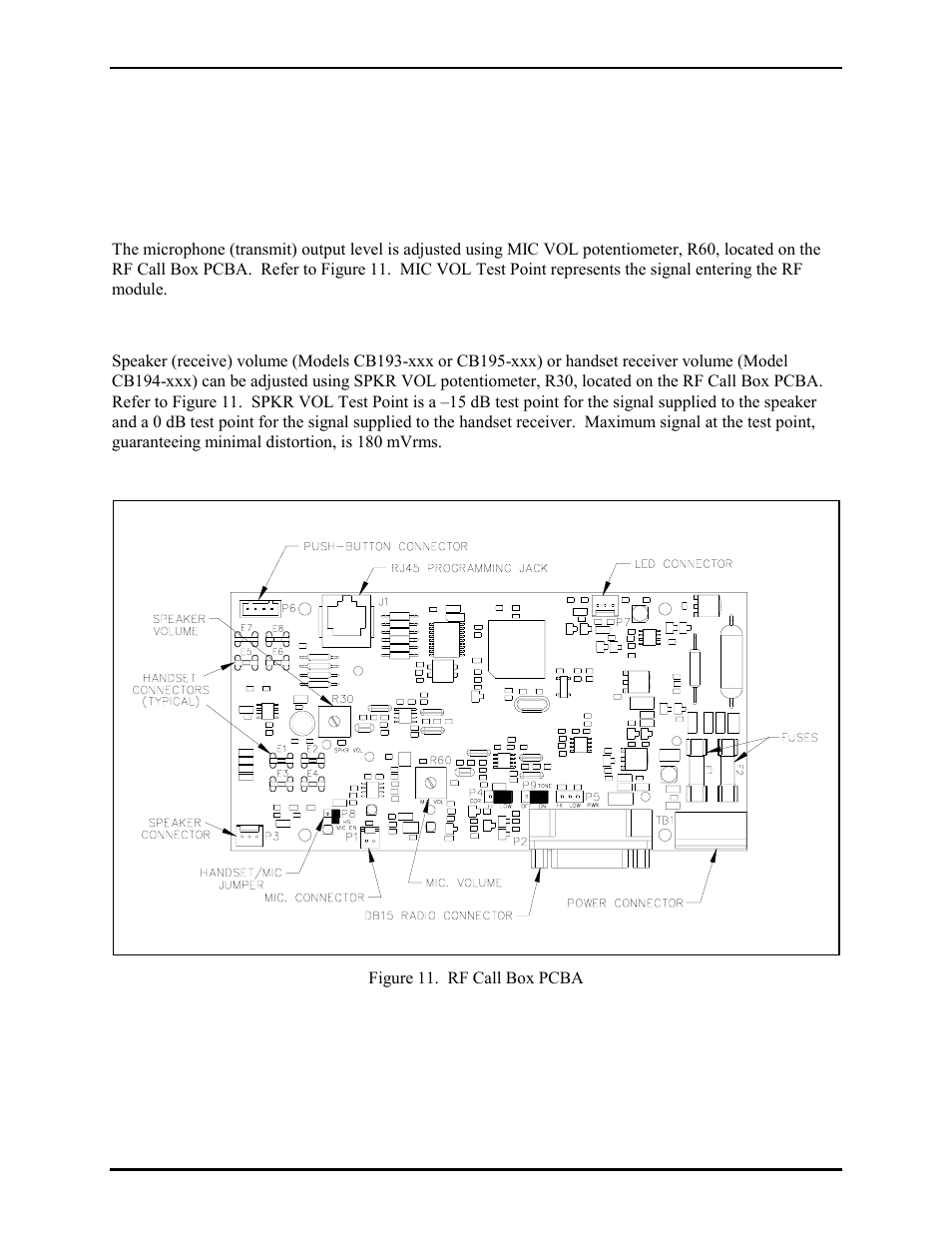 General set-up, Hardware configuration, Pcba adjustments | Microphone level, Speaker volume | GAI-Tronics CB193-001 Call Boxes User Manual | Page 39 / 53