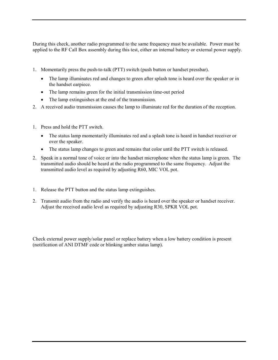 Operational check, Maintenance | GAI-Tronics CB193-001 Call Boxes User Manual | Page 53 / 53