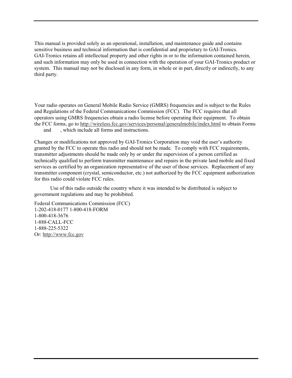 Confidentiality notice, Fcc licensing information | GAI-Tronics CB193-001 Call Boxes User Manual | Page 6 / 53