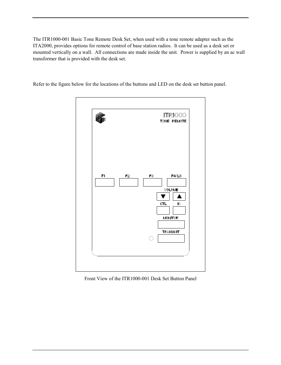 Physical description, Desk set button panel | GAI-Tronics ITR1000-001 Model ITR1000-001 Basic Tone Remote Deskset with Line Select User and Installation Manual User Manual | Page 8 / 40