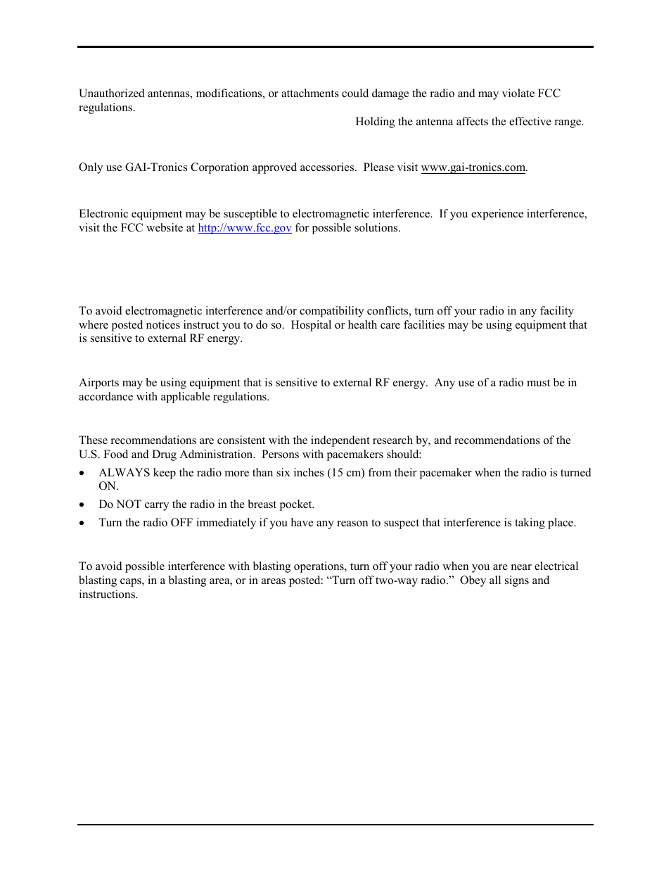 Operational cautions | GAI-Tronics 13363 Addressable Amplified Speakers Installation and Operation Manual User Manual | Page 10 / 57