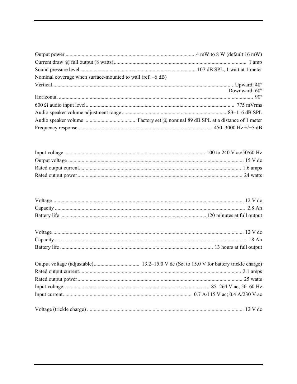 Performance specifications | GAI-Tronics 13363 Addressable Amplified Speakers Installation and Operation Manual User Manual | Page 12 / 57
