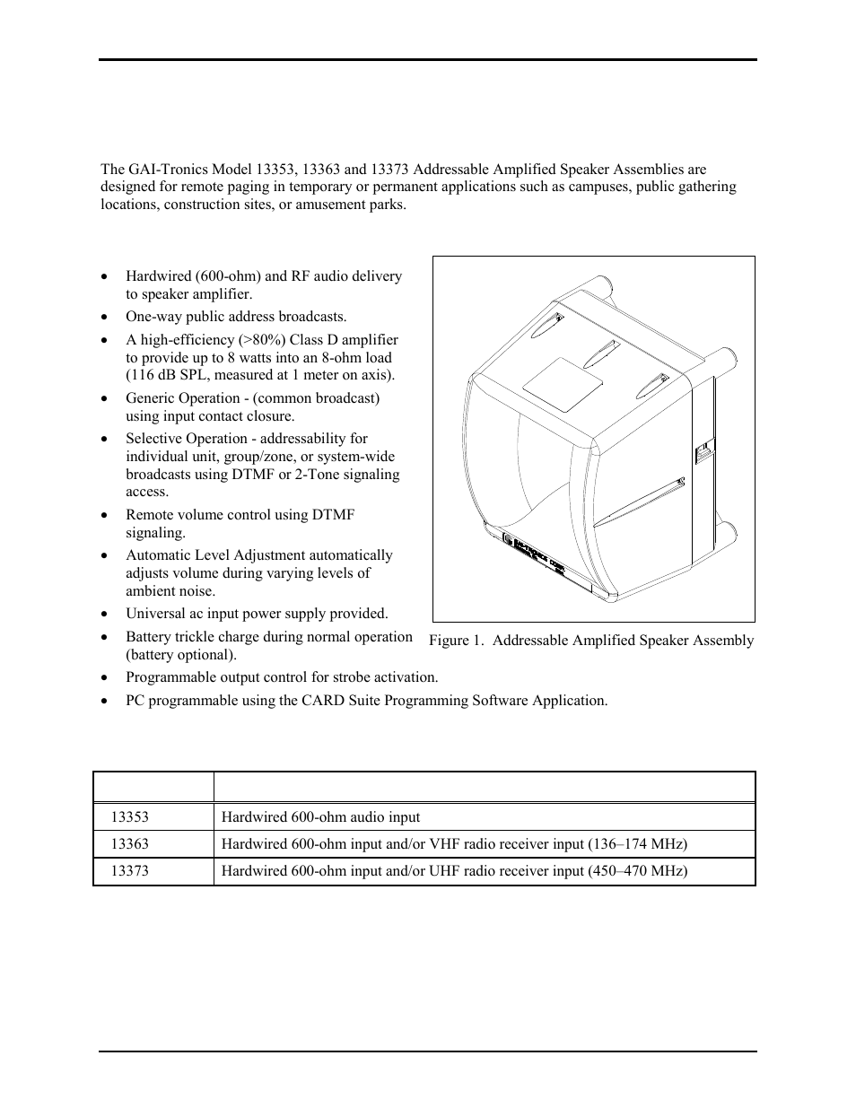 General information, Product overview, Features | Available models | GAI-Tronics 13363 Addressable Amplified Speakers Installation and Operation Manual User Manual | Page 14 / 57