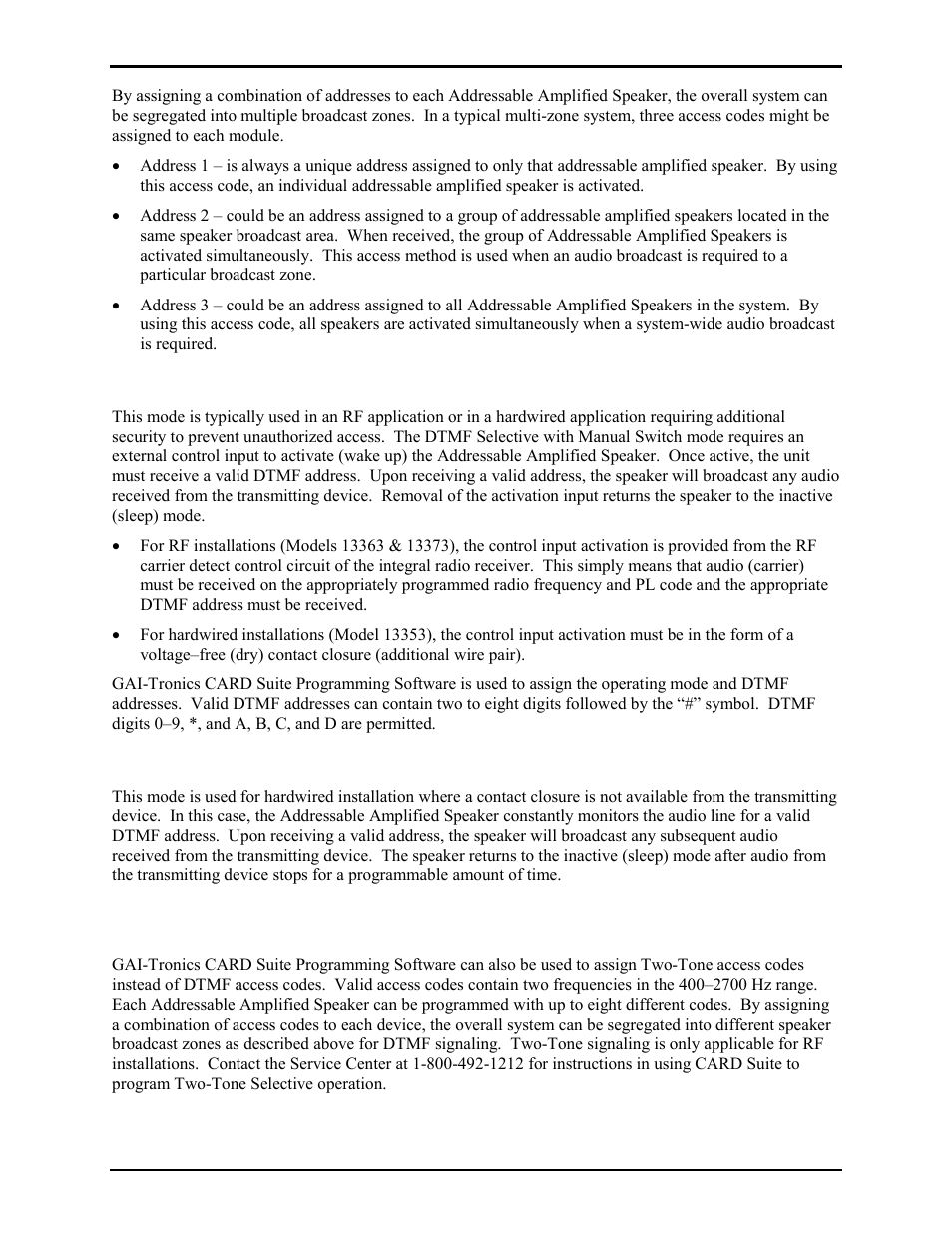 Dtmf selective with manual switch, Dtmf selective with voice switch, Two-tone selective | GAI-Tronics 13363 Addressable Amplified Speakers Installation and Operation Manual User Manual | Page 17 / 57