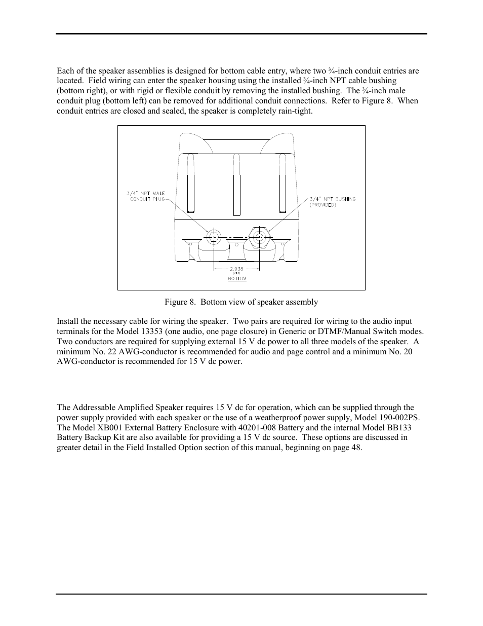Cable installation, Power | GAI-Tronics 13363 Addressable Amplified Speakers Installation and Operation Manual User Manual | Page 43 / 57