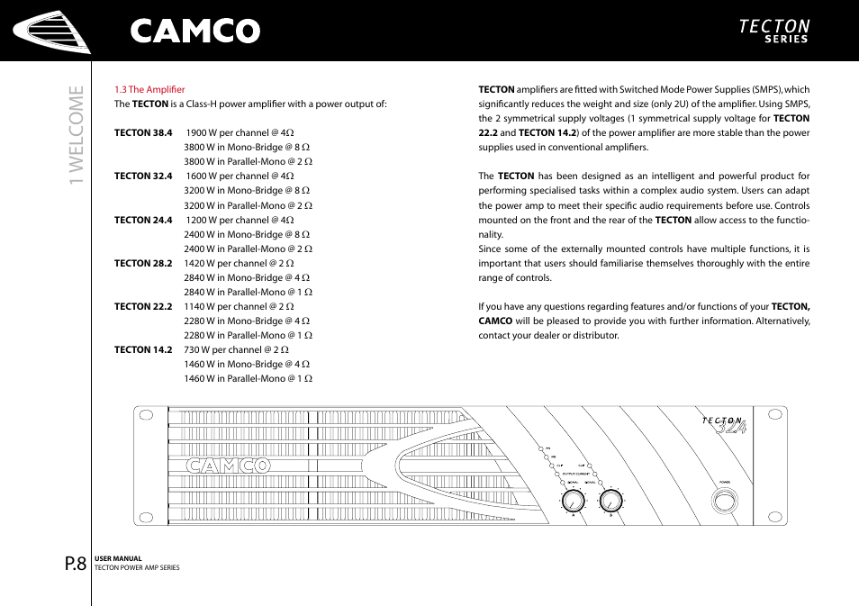 Wel c ome | Camco P.5 Series User Manual | Page 10 / 38