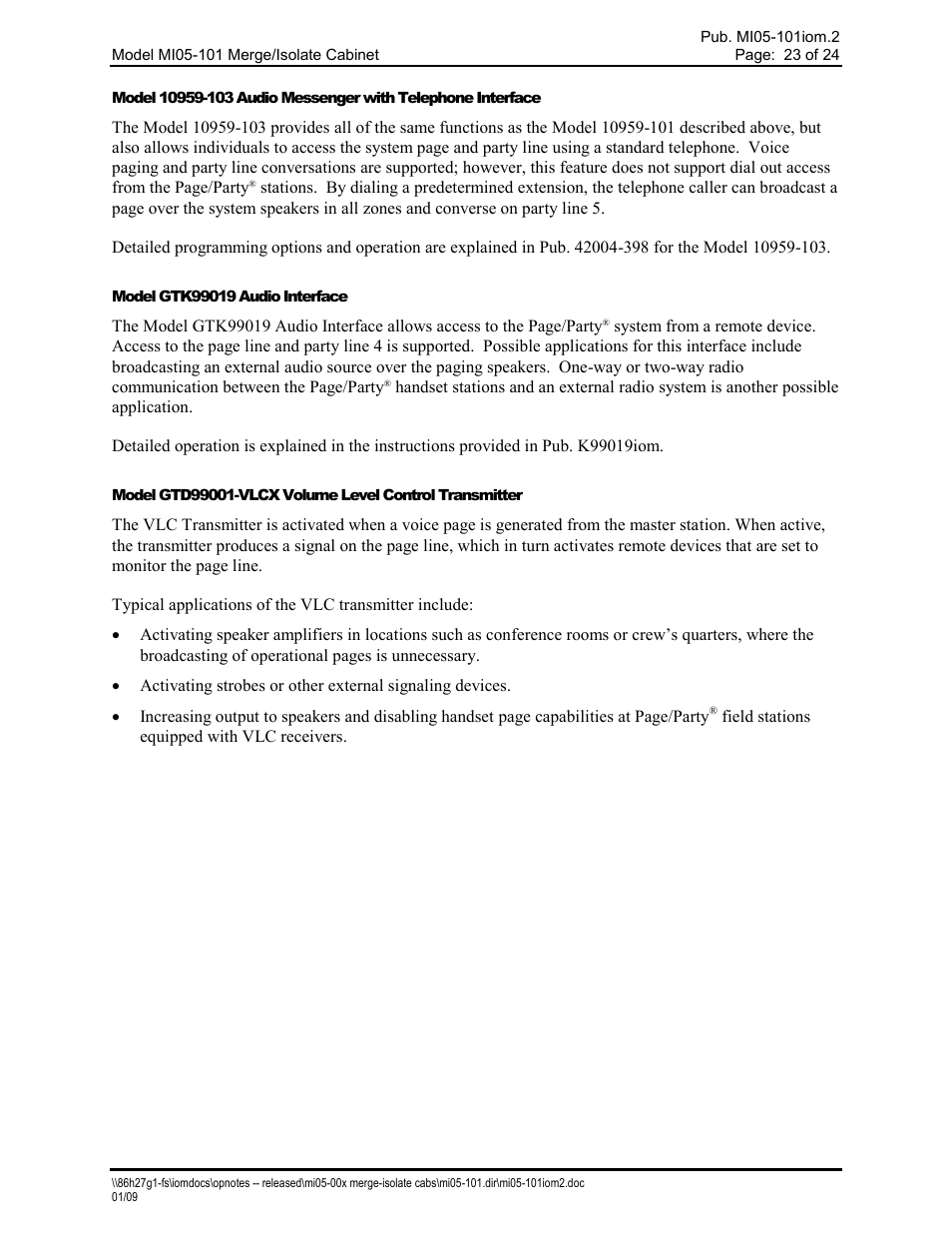 GAI-Tronics MI05-101 Merge / Isolate Cabinet with External Option User Manual | Page 23 / 24