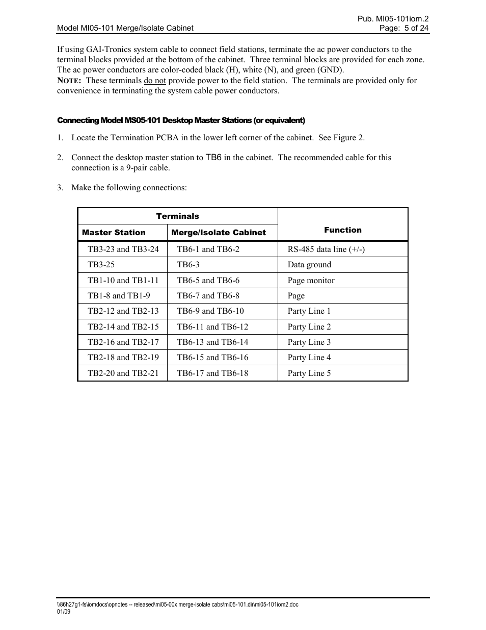 GAI-Tronics MI05-101 Merge / Isolate Cabinet with External Option User Manual | Page 5 / 24