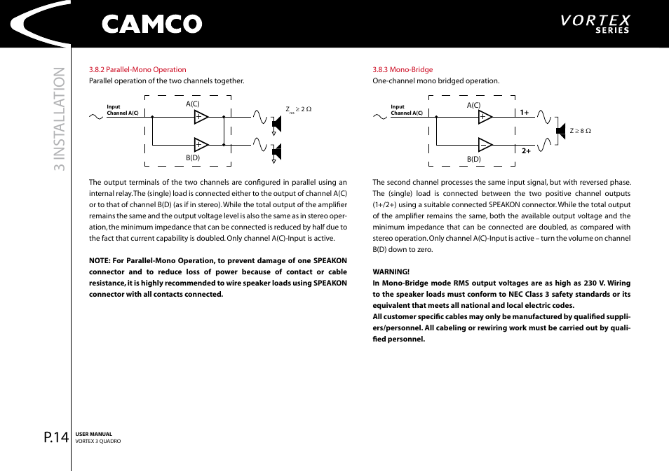3 inst all ation, P.4 | Camco Amplifier User Manual | Page 16 / 44