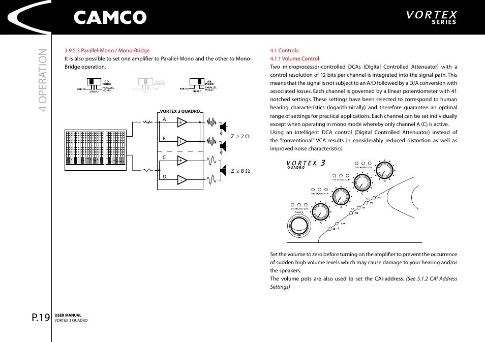 4 oper ation, P.9 | Camco Amplifier User Manual | Page 21 / 44