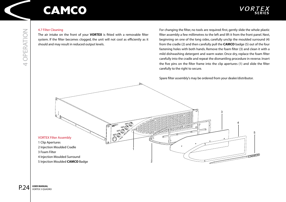 4 oper ation, P.24 | Camco Amplifier User Manual | Page 26 / 44