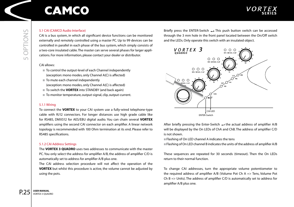 5 options, P.25 | Camco Amplifier User Manual | Page 27 / 44