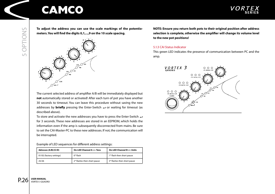 5 options, P.26 | Camco Amplifier User Manual | Page 28 / 44