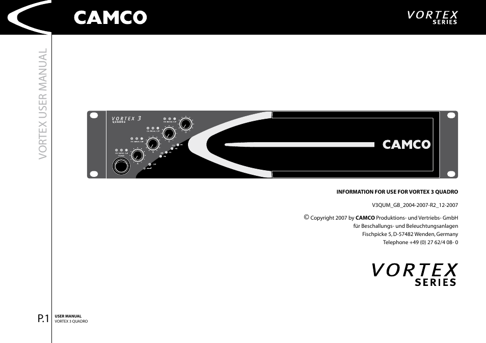 Vor tex user manu al | Camco Amplifier User Manual | Page 3 / 44