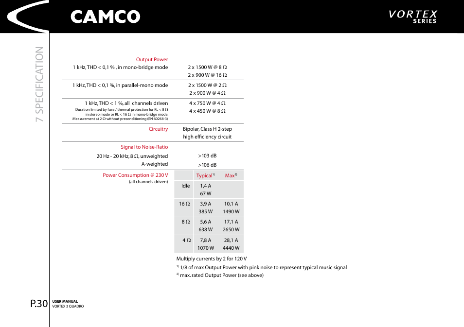 7 specific ation, P.30 | Camco Amplifier User Manual | Page 32 / 44