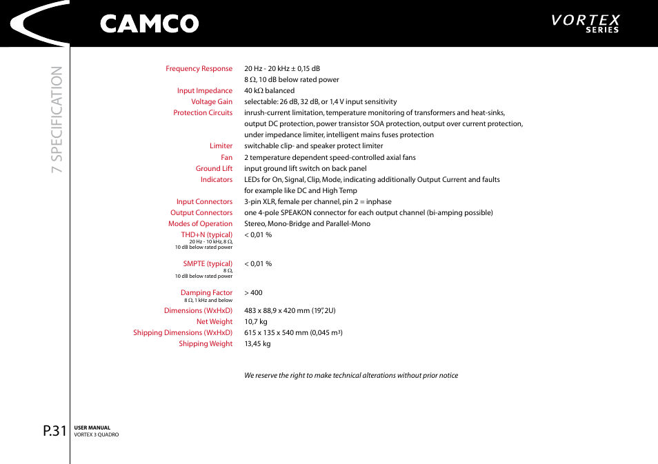 7 specific ation | Camco Amplifier User Manual | Page 33 / 44
