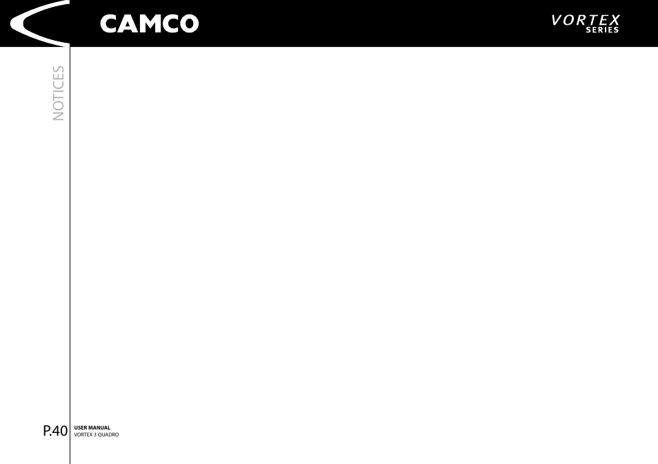 No tices, P.40 | Camco Amplifier User Manual | Page 42 / 44