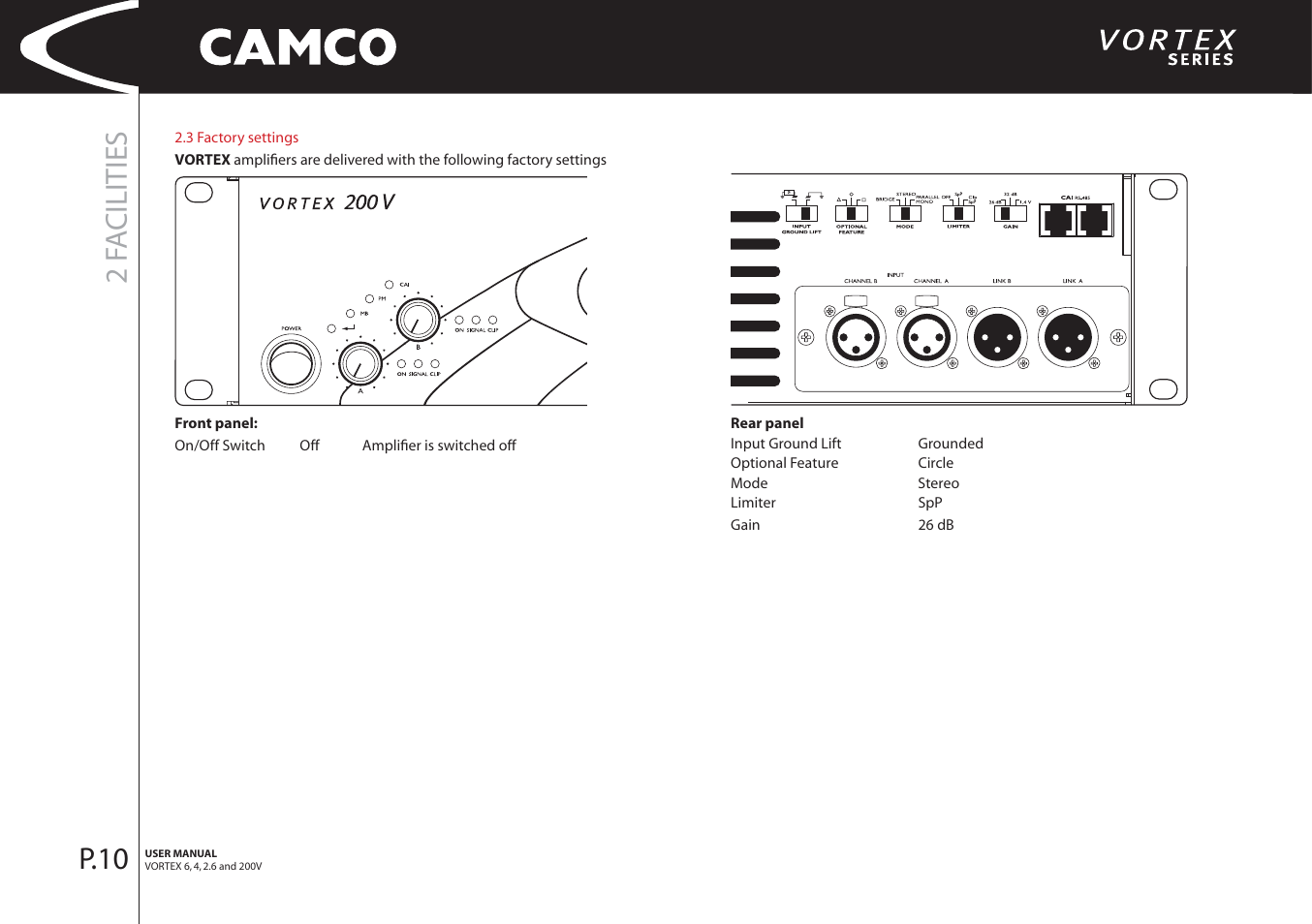 2 f a cilities, P.10 | Camco 32 dB User Manual | Page 11 / 40