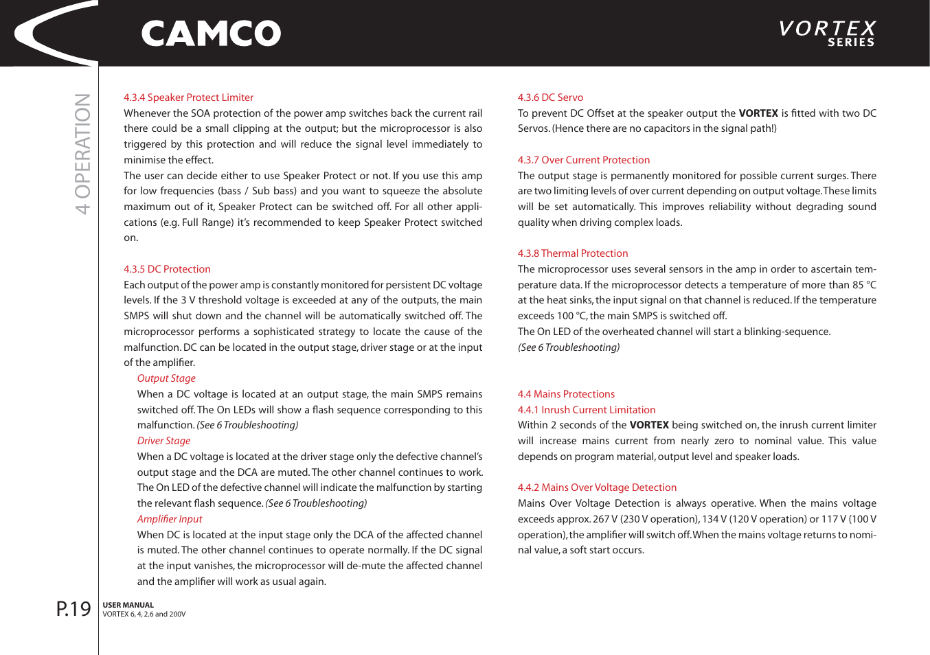 4 opera tion, P.19 | Camco 32 dB User Manual | Page 20 / 40