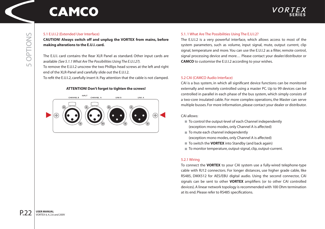 5 options, P.22 | Camco 32 dB User Manual | Page 23 / 40
