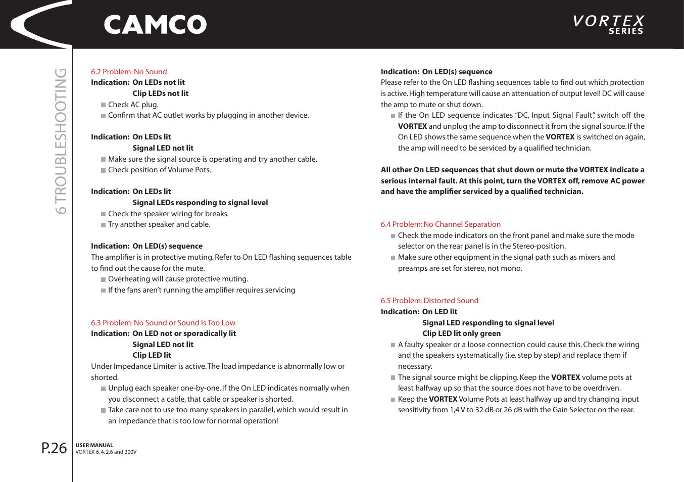 6 troubleshoo ting, P.26 | Camco 32 dB User Manual | Page 27 / 40