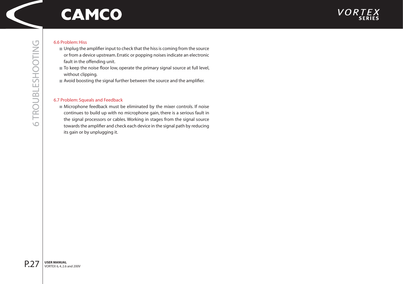 6 troubleshoo ting, P.27 | Camco 32 dB User Manual | Page 28 / 40