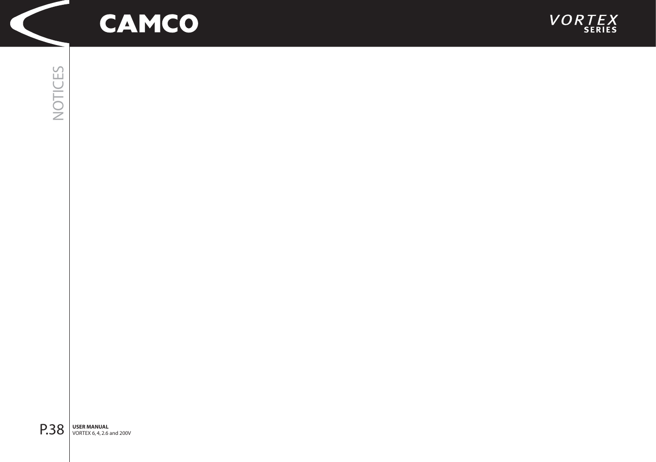 No tices, P.38 | Camco 32 dB User Manual | Page 39 / 40