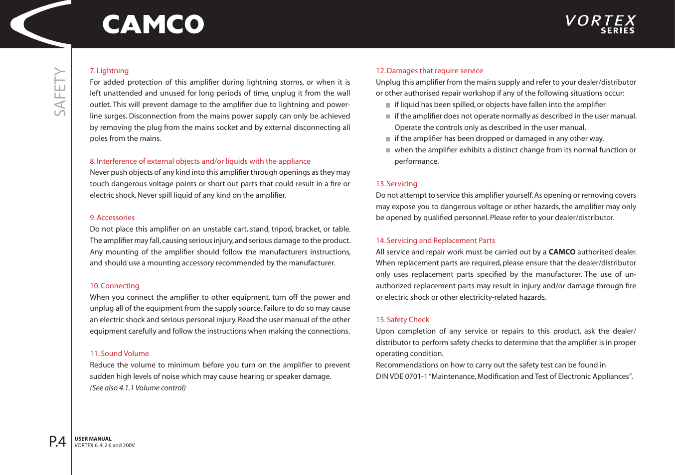 Safet y | Camco 32 dB User Manual | Page 5 / 40