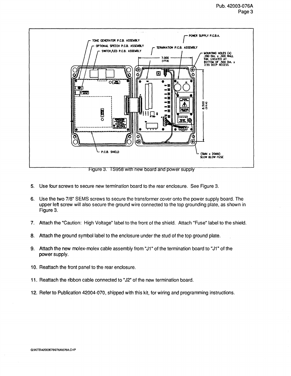 GAI-Tronics 12563-001 Cable Assembly, Power Supply &Term. PCBA for Model TS958 User Manual | Page 3 / 4