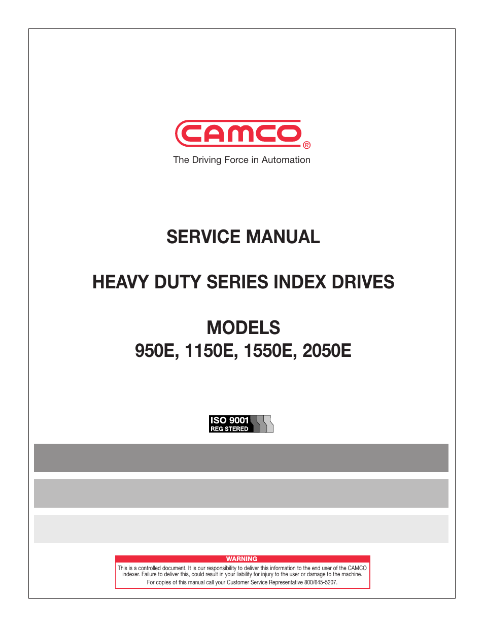Camco HEAVY DUTY SERIES INDEX DRIVES 950E User Manual | 27 pages