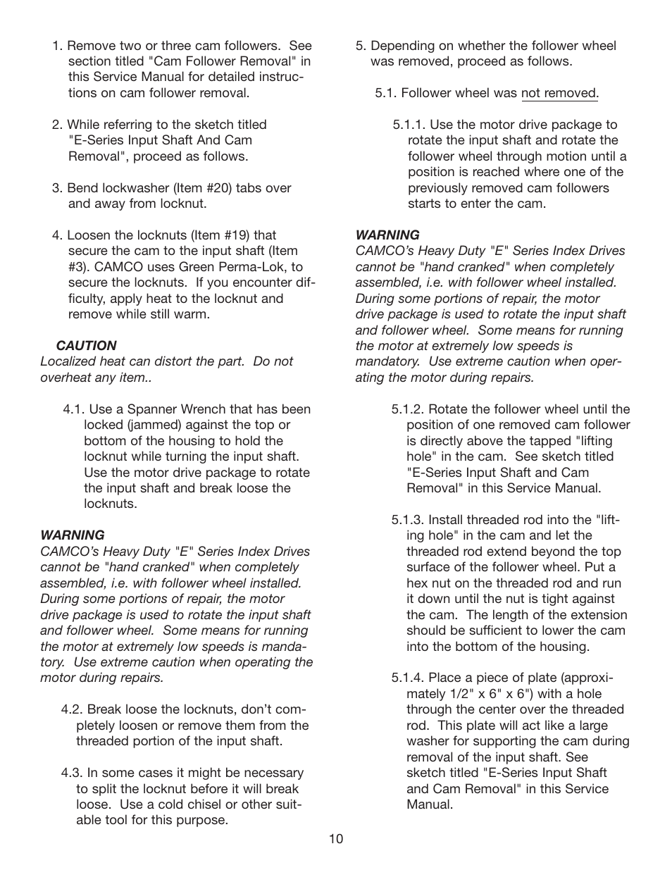 Camco HEAVY DUTY SERIES INDEX DRIVES 950E User Manual | Page 11 / 27