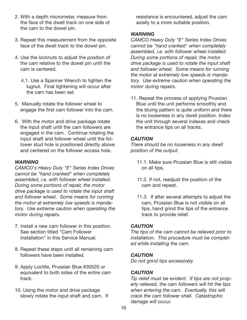 Camco HEAVY DUTY SERIES INDEX DRIVES 950E User Manual | Page 17 / 27