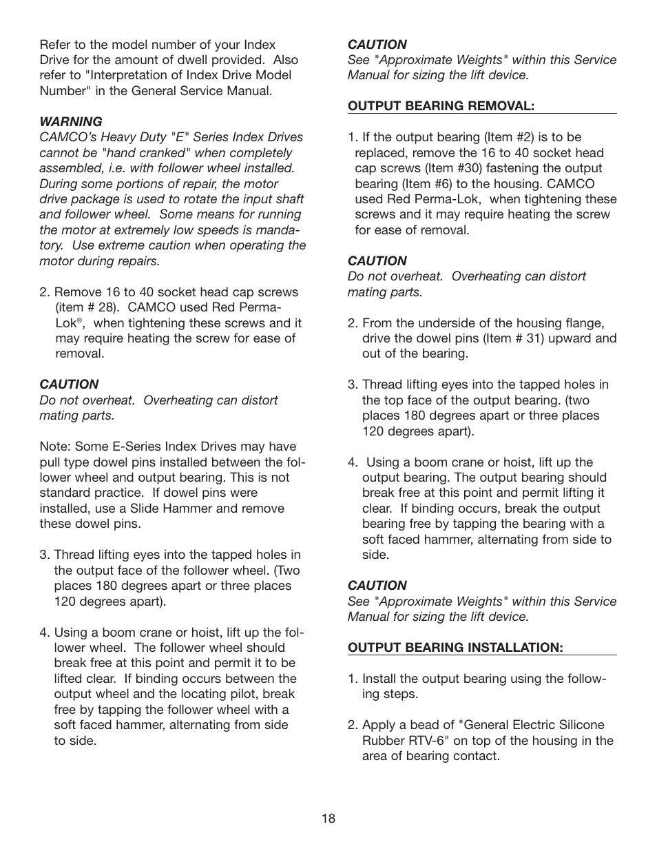 Camco HEAVY DUTY SERIES INDEX DRIVES 950E User Manual | Page 19 / 27