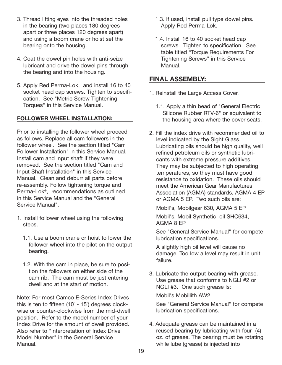 Camco HEAVY DUTY SERIES INDEX DRIVES 950E User Manual | Page 20 / 27