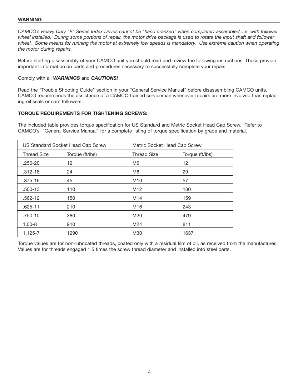 Camco HEAVY DUTY SERIES INDEX DRIVES 950E User Manual | Page 5 / 27