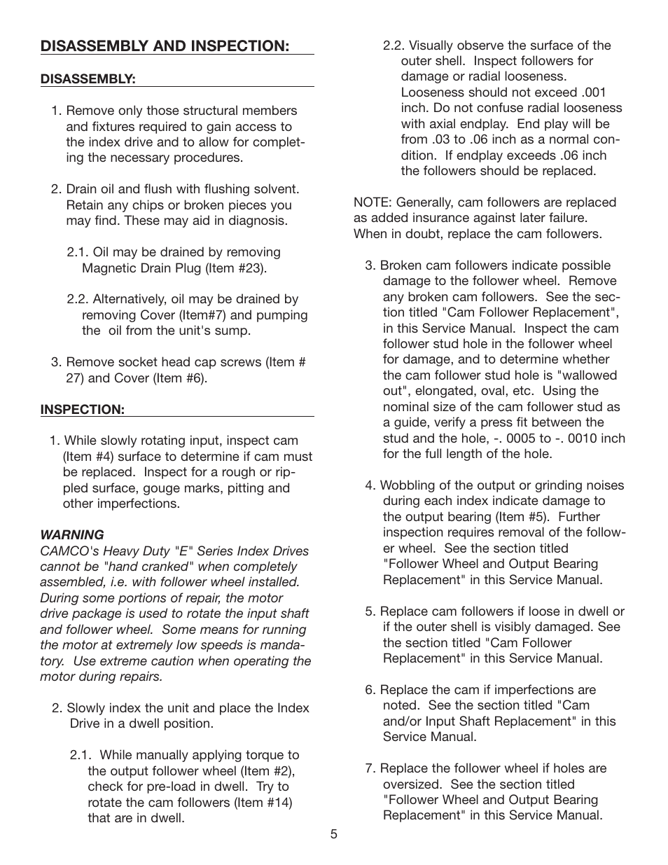 Camco HEAVY DUTY SERIES INDEX DRIVES 950E User Manual | Page 6 / 27