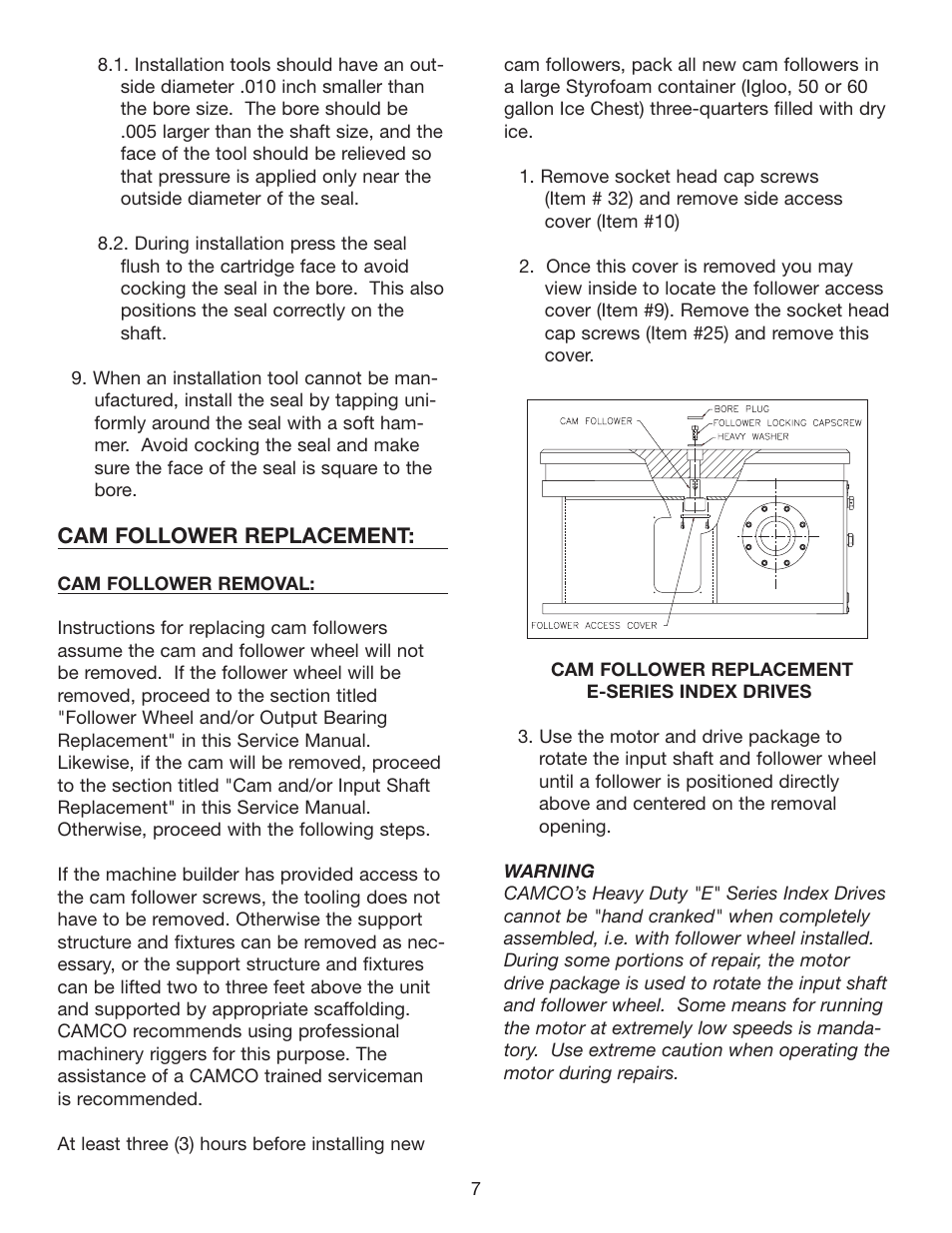 Camco HEAVY DUTY SERIES INDEX DRIVES 950E User Manual | Page 8 / 27