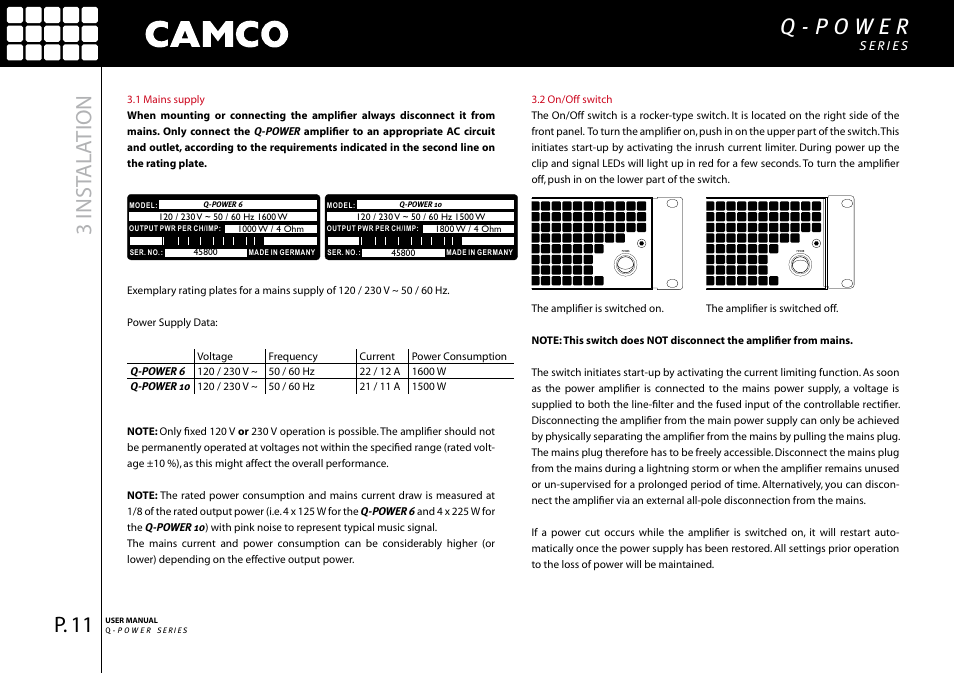 3 inst al ation | Camco Q-Power 10 User Manual | Page 12 / 34